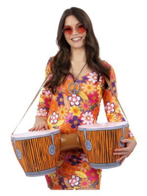Inflatable Hippie Bongo Drums, with Strap